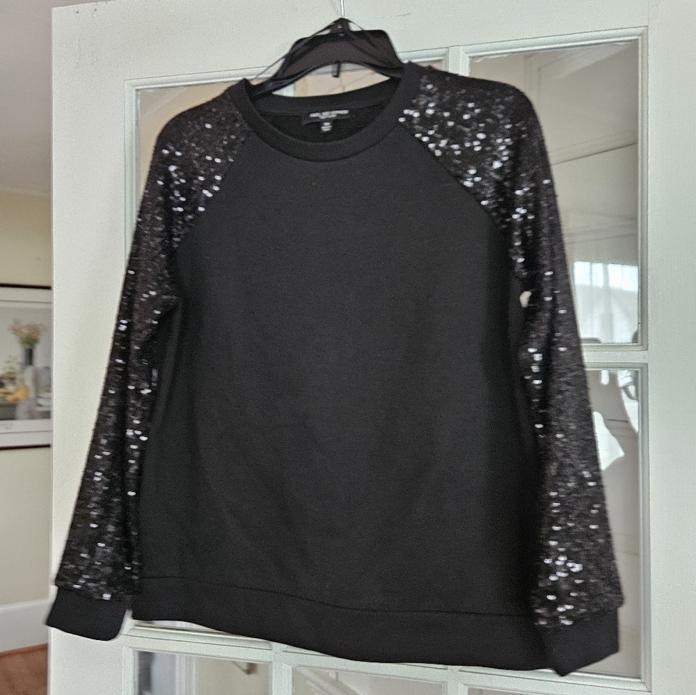 Black Sequin Sleeve Sweatshirt